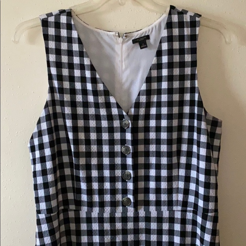 Ann Taylor Gingham Black & White Dress Sz 14